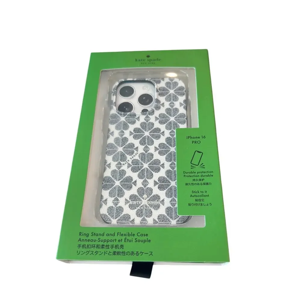 kate spade White and Black Floral iPhone 16 Pro Case